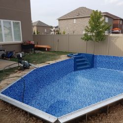 Complete pool prepared for landscaping