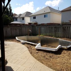 Complete pool prepared for landscaping