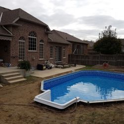 Complete pool prepared for landscaping