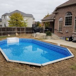 Complete pool prepared for landscaping
