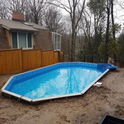 Complete pool prepared for landscaping