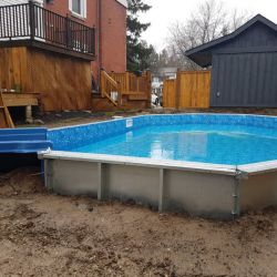 Complete pool prepared for landscaping