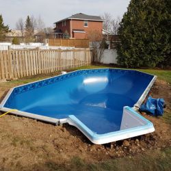 Complete pool prepared for landscaping