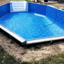Complete pool prepared for landscaping