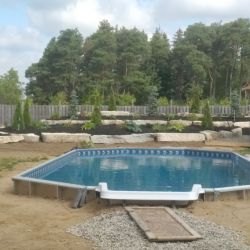 Complete pool prepared for landscaping