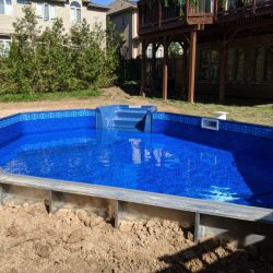 Complete pool prepared for landscaping