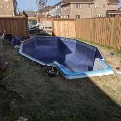 Complete pool prepared for landscaping