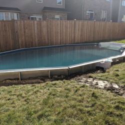 Complete pool prepared for landscaping