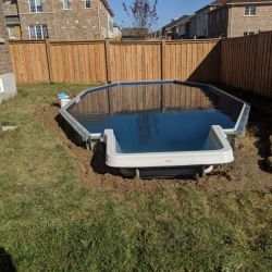 Complete pool prepared for landscaping